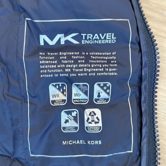 MICHAEL KORS 
Logo Tape Quilted Nylon Puffer Vest men’s size medium blue - Picture 8 of 8